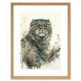 thumbnail image 1 of Manul Pallas Cat Portrait in Wildflowers Watercolour Illustration Artwork Framed Wall Art Print 9X7 Inch, 1 of 5