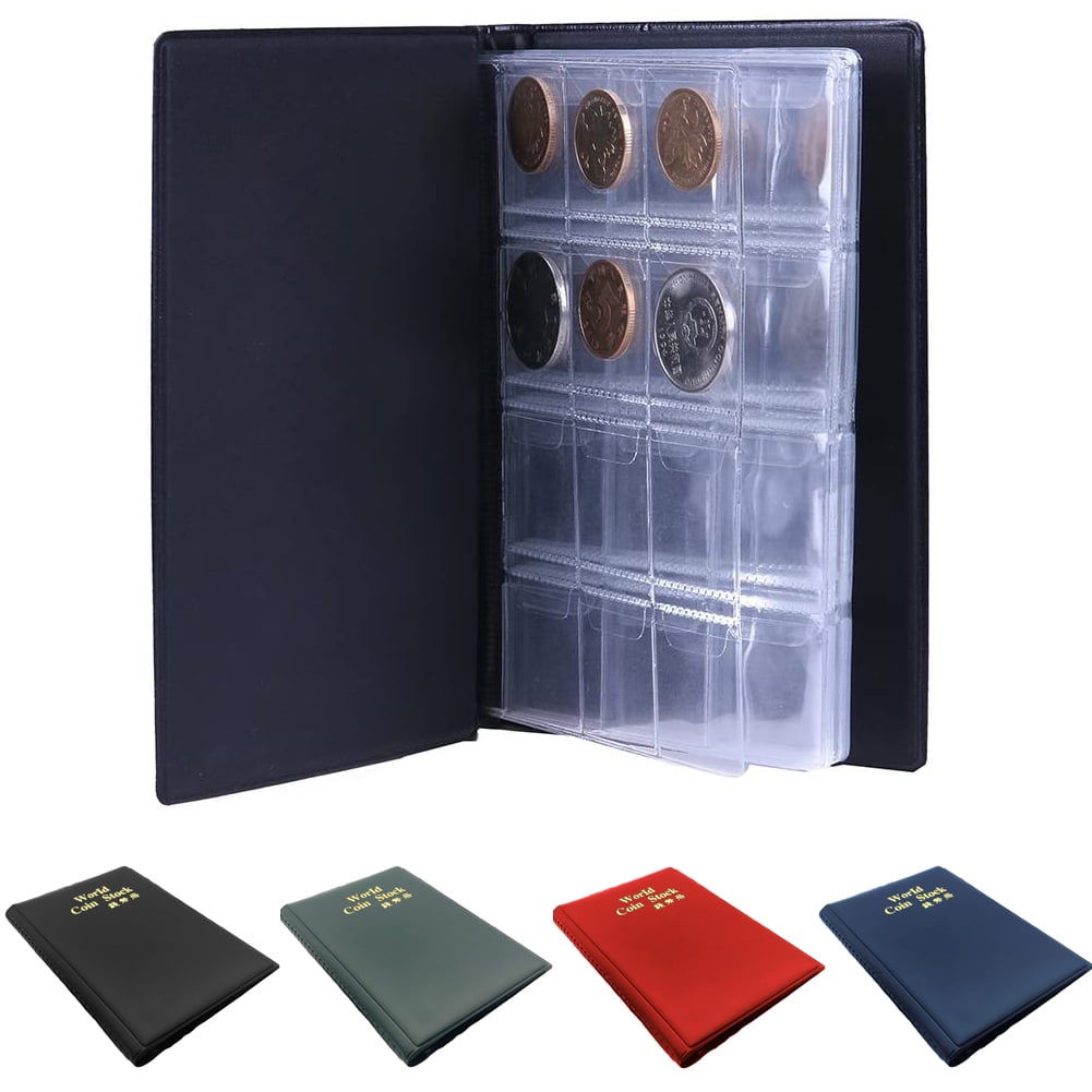 120 Coin Red Collection Album Books Collecting Penny Pockets Storage Holder