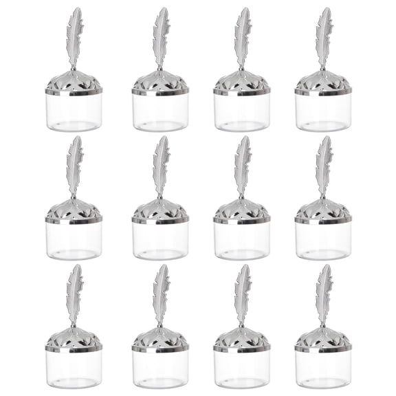Manunclaims 12Pcs Transparent Candy Boxes Large Capacity Golden And Silver Plated Plastic Candy Jars for Home Party Baby Shower