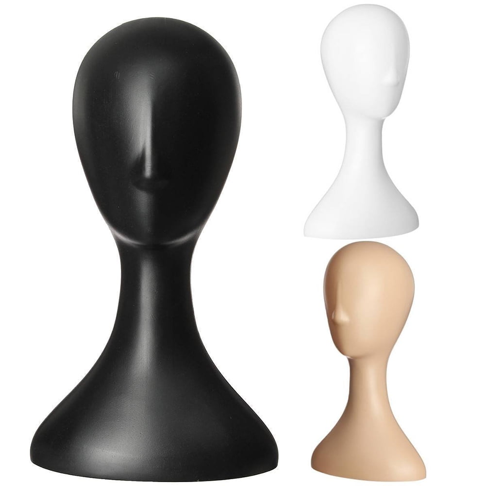 Manunclaims 16" PE Wig Head - Tall Female Mannequin Wig Stand and Holder for Style, Model And Display Hair, Hats and Hairpieces, Mask - for Home, Salon and Travel
