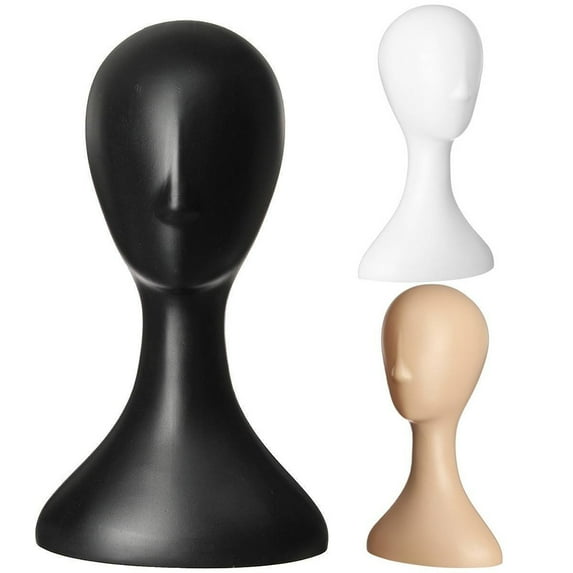 Manunclaims 16" PE Wig Head - Tall Female Mannequin Wig Stand and Holder for Style, Model And Display Hair, Hats and Hairpieces, Mask - for Home, Salon and Travel