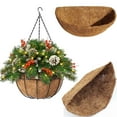 thumbnail image 1 of Manunclaims 2PCS Half Round Replacement Coco Liner for Hanging Basket Wall Flower Basket, Half Circle Wall Planter Coconut Fiber Plant Basket Liner for Garden Planter Flower Pot (Multi-size), 1 of 8