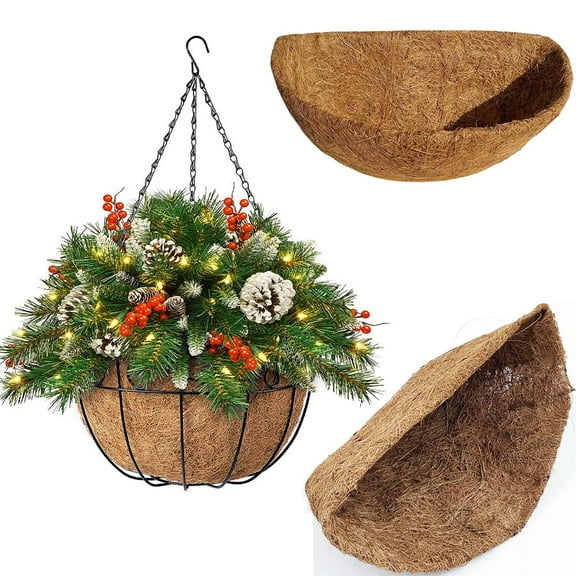 Manunclaims 2PCS Half Round Replacement Coco Liner for Hanging Basket Wall Flower Basket, Half Circle Wall Planter Coconut Fiber Plant Basket Liner for Garden Planter Flower Pot (Multi-size)
