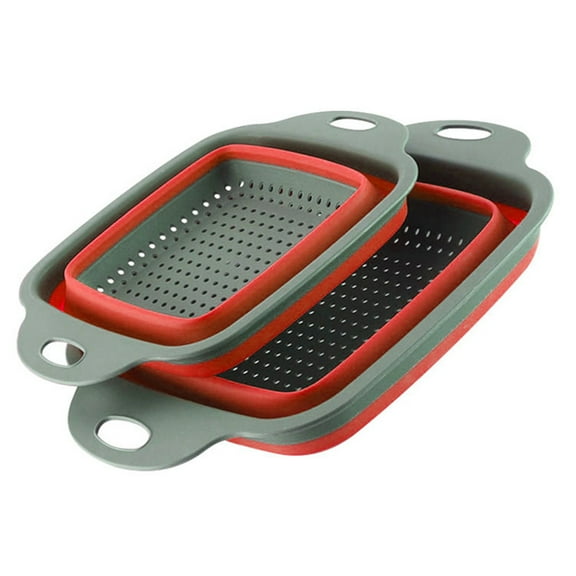 Manunclaims 2Pcs Fruit Drain Baskets Food Grade Large Capacity Hanging Hole Design BPA Free Space-saving Collapsible Drainer Fruit Vegetable Washing Baskets for Home