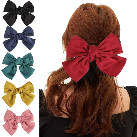 Manunclaims 4Packs/5Packs/6Packs Bowknot Hair Clips, French Hair Bow Barrette Hair Accessories for Sweet Women Girl and Ladies - Ideal Gift for Birthday,Daily Wear and Holiday Present
