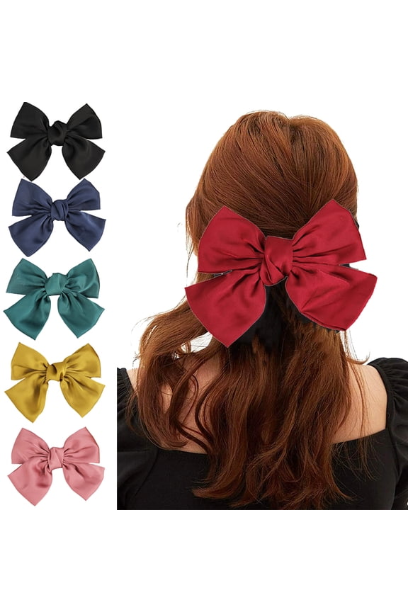 4Packs/5Packs/6Packs Bowknot Hair Clips, French Hair Bow Barrette Hair Accessories for Sweet Women Girl and Ladies - Ideal Gift for Birthday,Daily Wear and Holiday Present