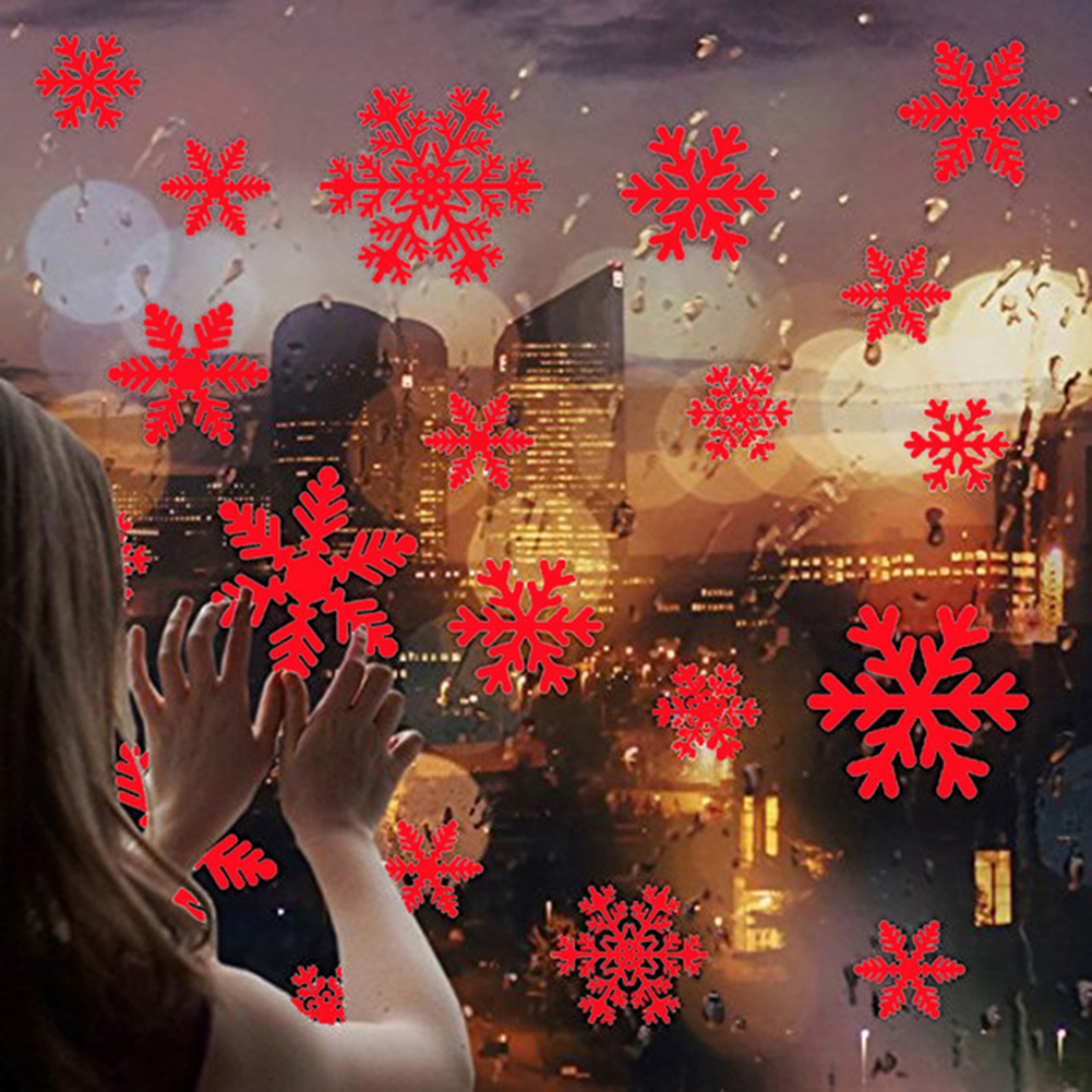 Manunclaims 84Pcs Snowflake Window Clings Christmas Decorations Snowflakes Window Decals - White/Red Snowflake Decorations Winter Window Clings Snow Decals (3 Sheets)