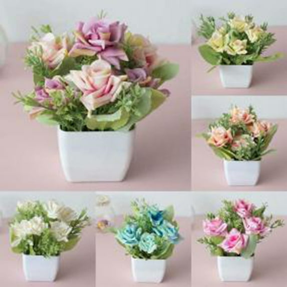 Manunclaims Artificial Flower Pot Bonsai – Faux Silk Flowers for Weddings Crafting Kitchen Decor or Rustic Home Decor – Indoor/Outdoor Use