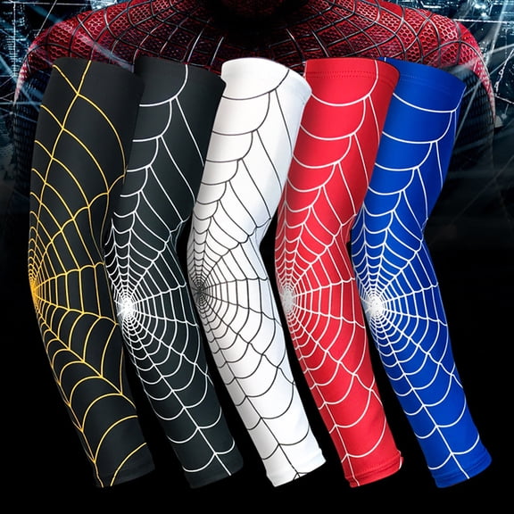 Manunclaims Athletic Sleeves, 1 Pair Spider Web Pattern Breath Ability Arm Protector Arm Sleeves UV Protection for Men or Women Basketball Golf Running Football Cycling