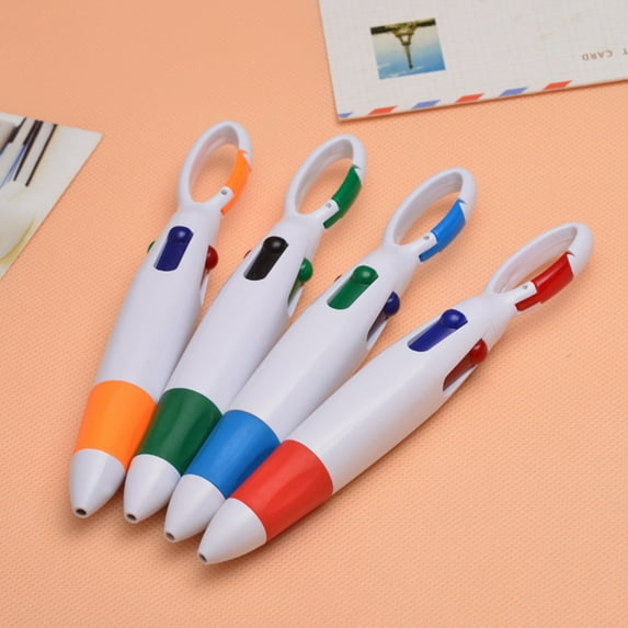 Manunclaims Ballpoint Pen Retractable Multi-use Smooth Writing Easy Use Durable Write Four Neon Colors with Carabiner Keychain Student Ballpoint Pen for Student