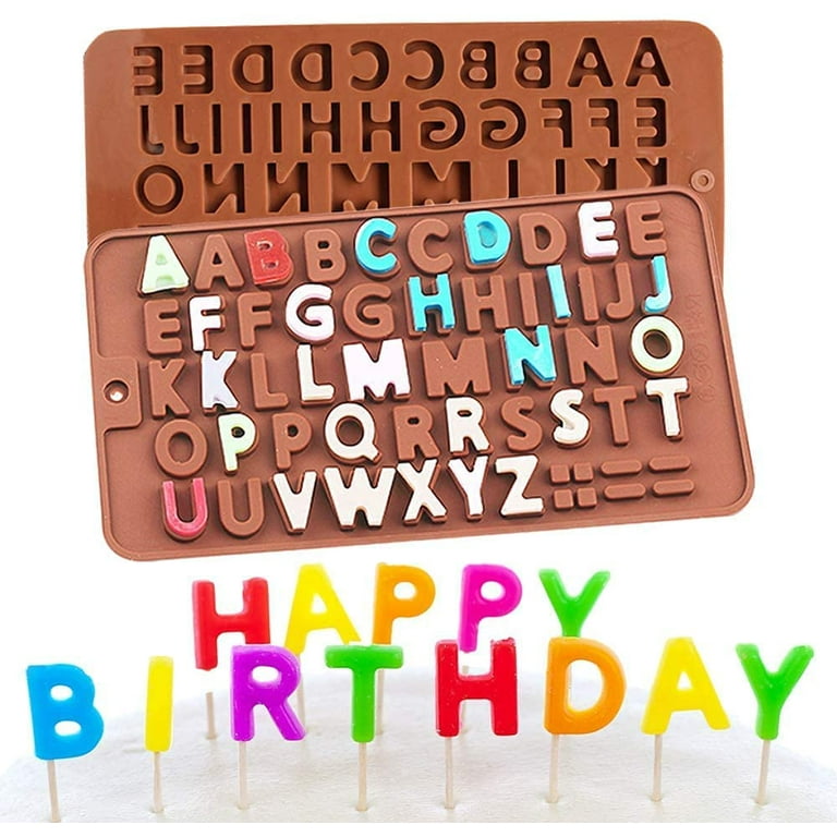 Manunclaims Chocolate Molds Silicone, Break-Apart | Letters | Happy Birthday/Numbers | Waffle Small Chocolate Candy Molds, Letter Molds for Chocolate