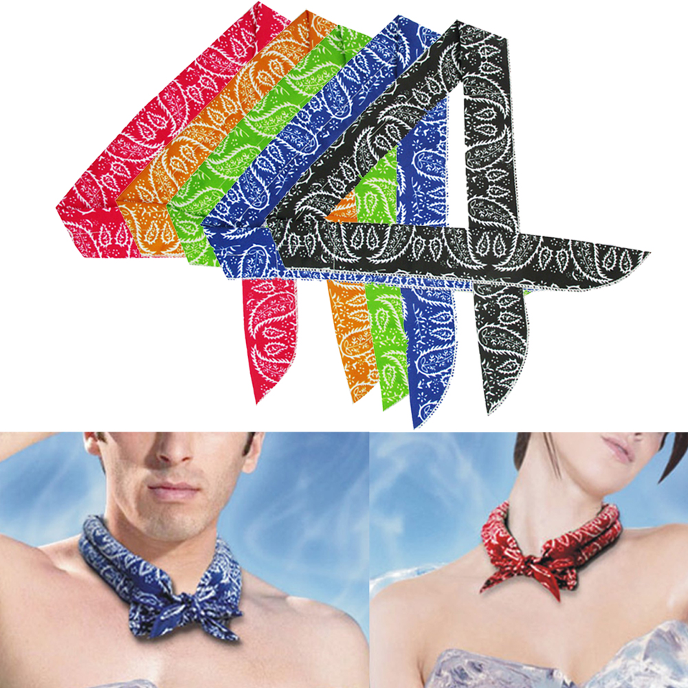 Manunclaims Cool Bandana Ties Neck Wrap Cooler Headband Ice Cold Scarf Cold Neck Towel - Print Ice Silk Scarf Headband for Summer Outdoor Activities