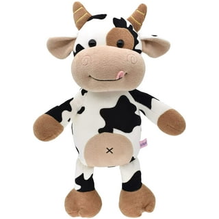 JIZWPOOM Cow Plush Pillow, Soft Cow Stuffed Round Animal Pillow