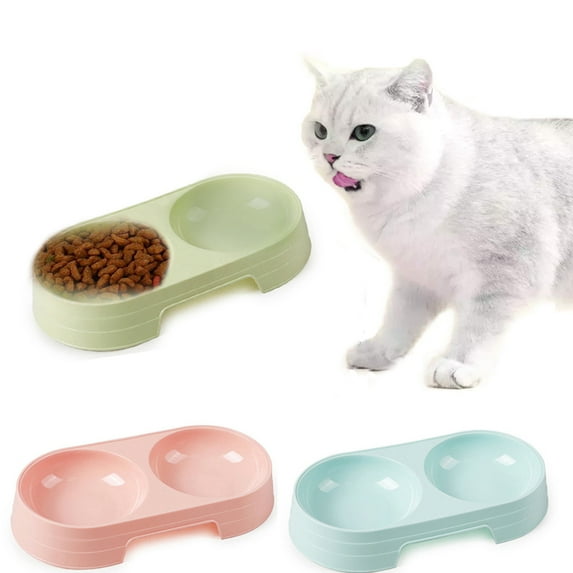 Manunclaims Double Dog Cat Bowls Pet Bowls Durable Construction No Slip Feeder Plastic Dispenser Bowl, Pet Food Water Feeder
