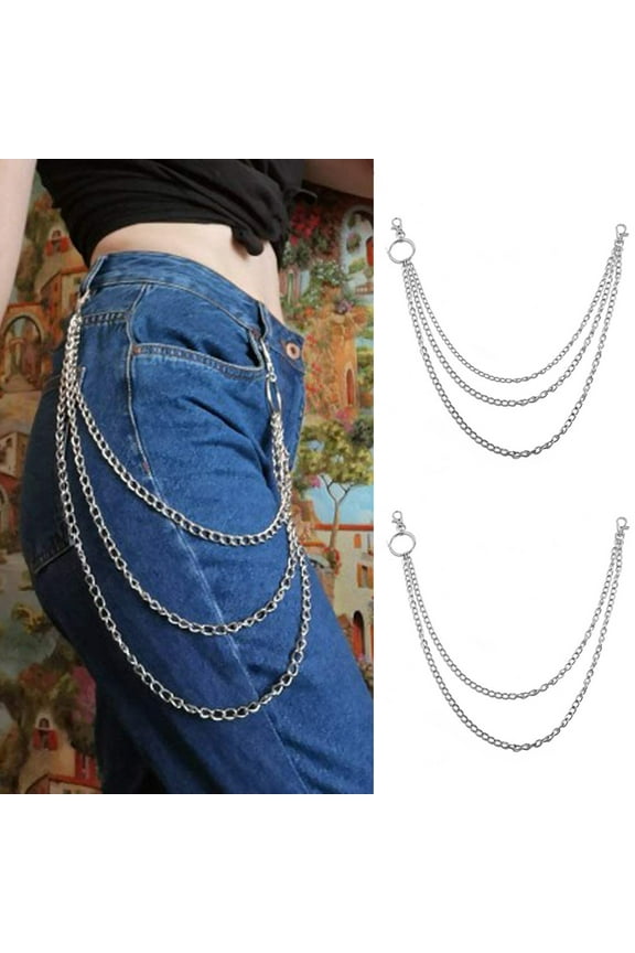 Fashion Pants Chain for Women Men, Multi-layer Anti-Lost Wallet Chain, Trousers Pocket Chains Punk Jeans Key Chains Belt