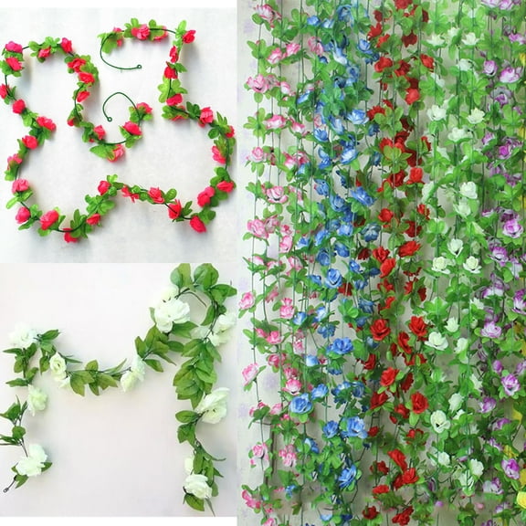 Manunclaims Flower Garland Fake Rose Vine Artificial Flower Hanging Rose Ivy, DIY Hanging Floral Garland for Home Hotel Office Wedding Party Garden Craft Art Decor