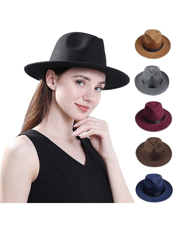 Indiana Men & Women's Wool Felt Water Repellent Outback Fedora with Belt Buckle, Panama Hat