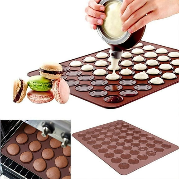 Manunclaims Macaron Mat+Decorating Pot, 48 Hole Macarons Silicone Mat Baking Mold Silicone Macaron Kit Pastry Baking Mat and Decorating Piping Pot