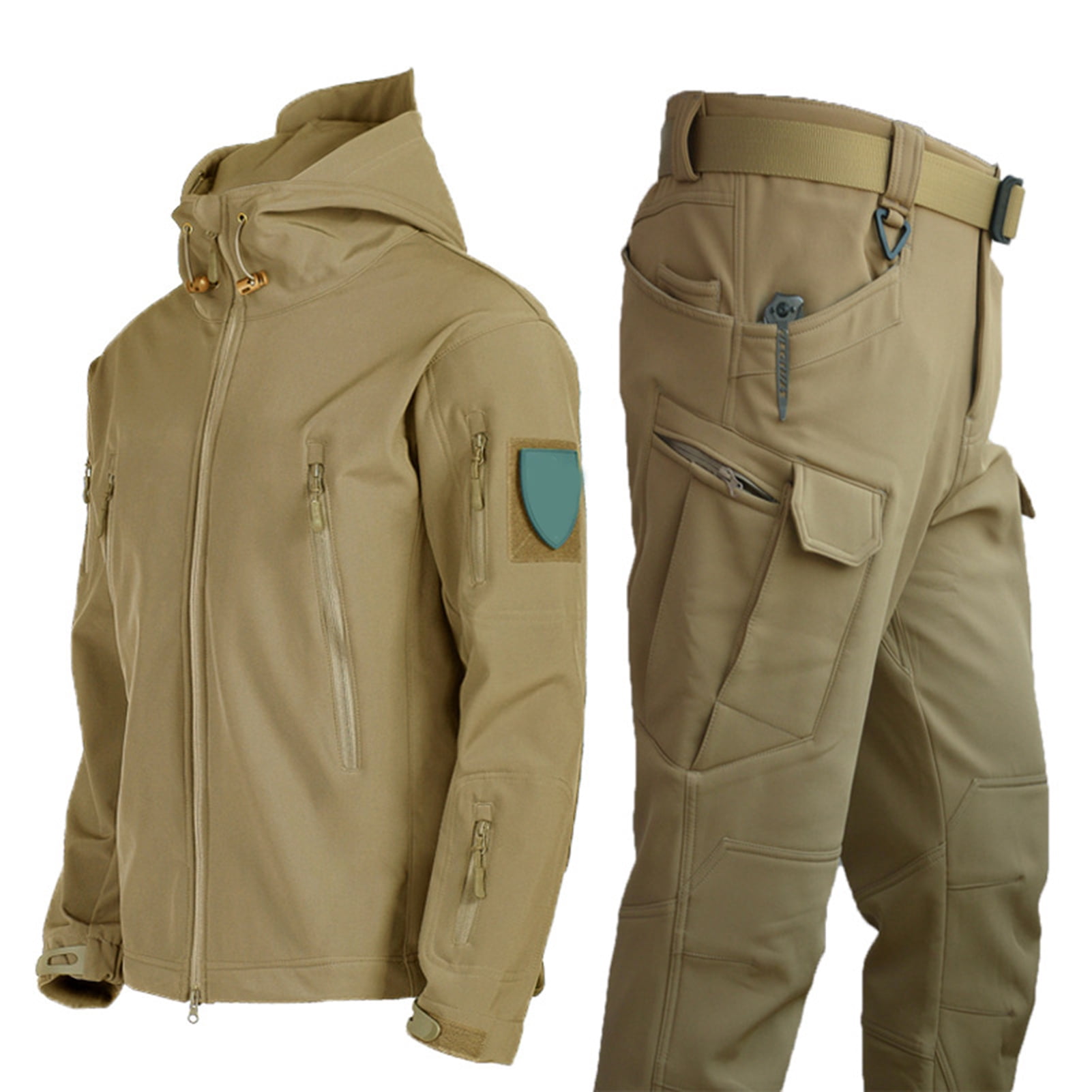 2Pcs/Set Men's Insulated Thermal Jacket & Pants, Waterproof