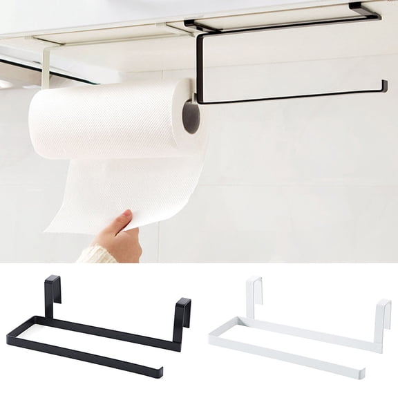 Manunclaims Paper Towel Hanger, Toilet Roll Holder Stand Organizer Stainless Steel Kitchen Roll Paper Towel Holder Tissue Hanger Organizer Rack for Kitchen Under Cabinet Over Door