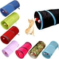 thumbnail image 1 of Manunclaims Pet Tunnel Playing Cat Toy with Bell & Plush Ball, Blue, 1 of 8