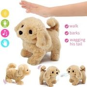 Manunclaims Plush Golden Retriever Toy Puppy Electronic Interactive Pet Dog - Walking, Barking, Tail Wagging, Stretching Companion Animal for Kids