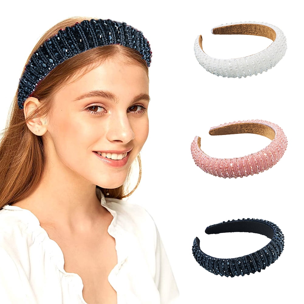 Manunclaims Rhinestone Headband for Women, Velvet Fashion 