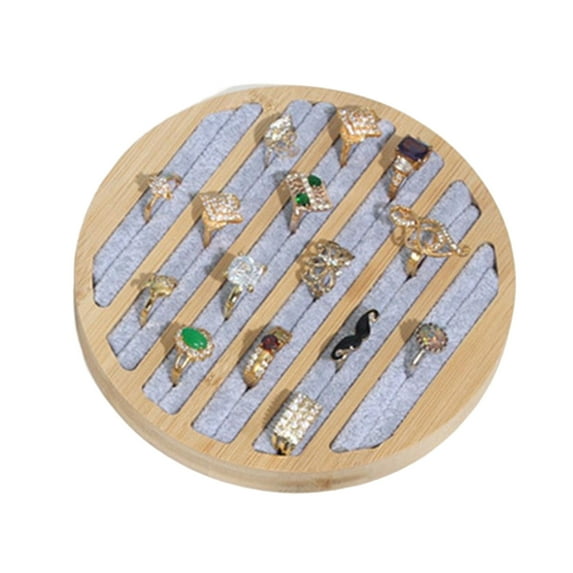 Manunclaims Ring Display Showcase Stylish Simplicity Solid Wood Large Capacity Ring Box Tray for Jewelry Shop