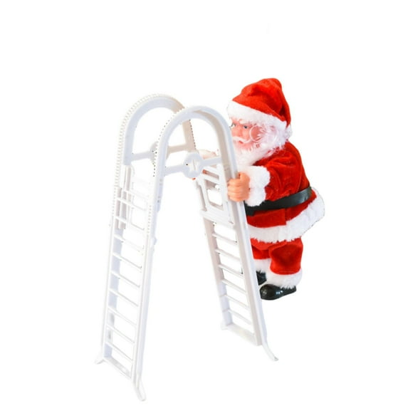 Manunclaims Santa Ornament Electric Decorative Realistic Entertainment Cloth Santa Claus Climbing Ladder Ornament for Kids