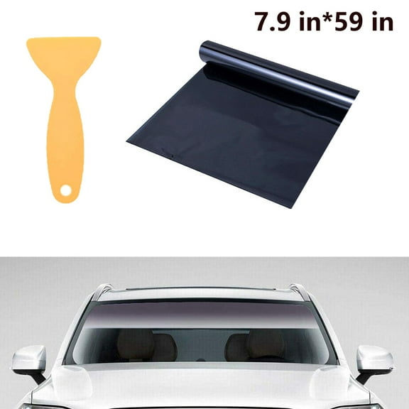 Manunclaims ShadeCar Window Sun Visor Strip Tint Film DIY Car Front Windshield Protect Shade Sticker, 20cm x 150cm/7.87" x 59.06" with Scraper - 5% Darkest