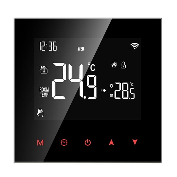 Manunclaims Smart Thermostat Quick Linkage Voice Command Family Share Large Panel APP Control Adjust Temperature Smart Electric Floor Water Gas Boiler Heating Controller for Office Works with ZigBee