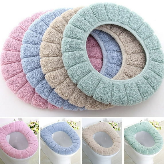 Manunclaims Soft Acrylic Fiber Stretchable Toilet Lid Cover, Multicolor 4 Pieces