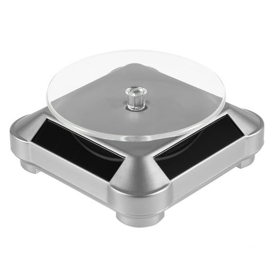 Manunclaims Solar Display Stand Turntable, Turntable 360° Rotating Stand for Better Curing UV Resin Printed Small Items Model, Jewelry Spinner Watch Hobby Collection Shelf