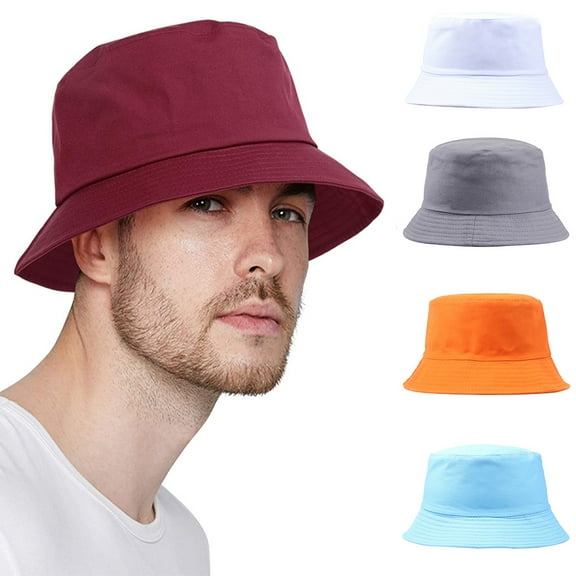 Manunclaims Solid Color Bucket Hat for Women Men, Foldable Cotton Summer Sun Beach Fishing Cap UPF 50+