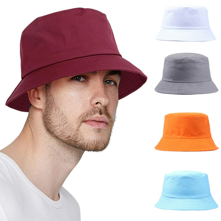 Manunclaims Solid Color Bucket Hat for Women Men, Foldable Cotton Summer  Sun Beach Fishing Cap UPF 50+