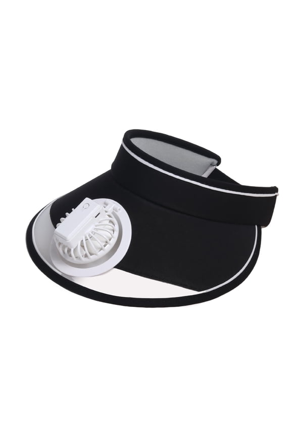 Manunclaims Sun Visor Hats with Fan - Empty Top Sun Hat Sport Visors for Kids Women Men, Adjustable Elastic Buckle