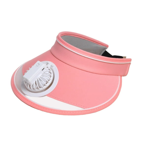 Manunclaims Sun Visor Hats with Fan - Empty Top Sun Hat Sport Visors for Kids Women Men, Adjustable Elastic Buckle
