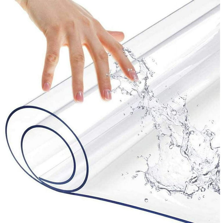 Manunclaims Table Cover Protector Clear Easy Clean 1.5mm Thick PVC Plastic Desk Mat, Tablecloth Clear Desk Protector, Waterproof Table Pad Mat for