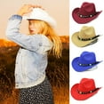 thumbnail image 1 of Manunclaims Western Cowboy Hat, Fashion Rivet Roll Up Wide Brim Western Cowboy Cowgirl Hat Sombrero, Jazz Cap with Beaded Trim for Men Women, 1 of 8
