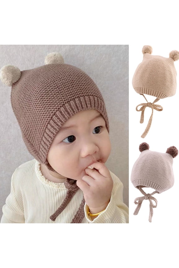 Yarn Baby Beanie Hat with Earflaps, Warm and Comfortable for Boys and Girls, 43-50cm