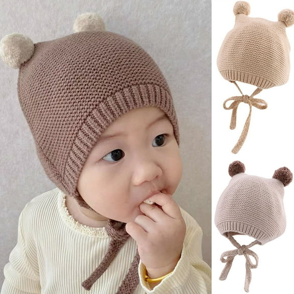 Manunclaims Yarn Baby Beanie Hat with Earflaps, Warm and Comfortable for Boys and Girls, 43-50cm