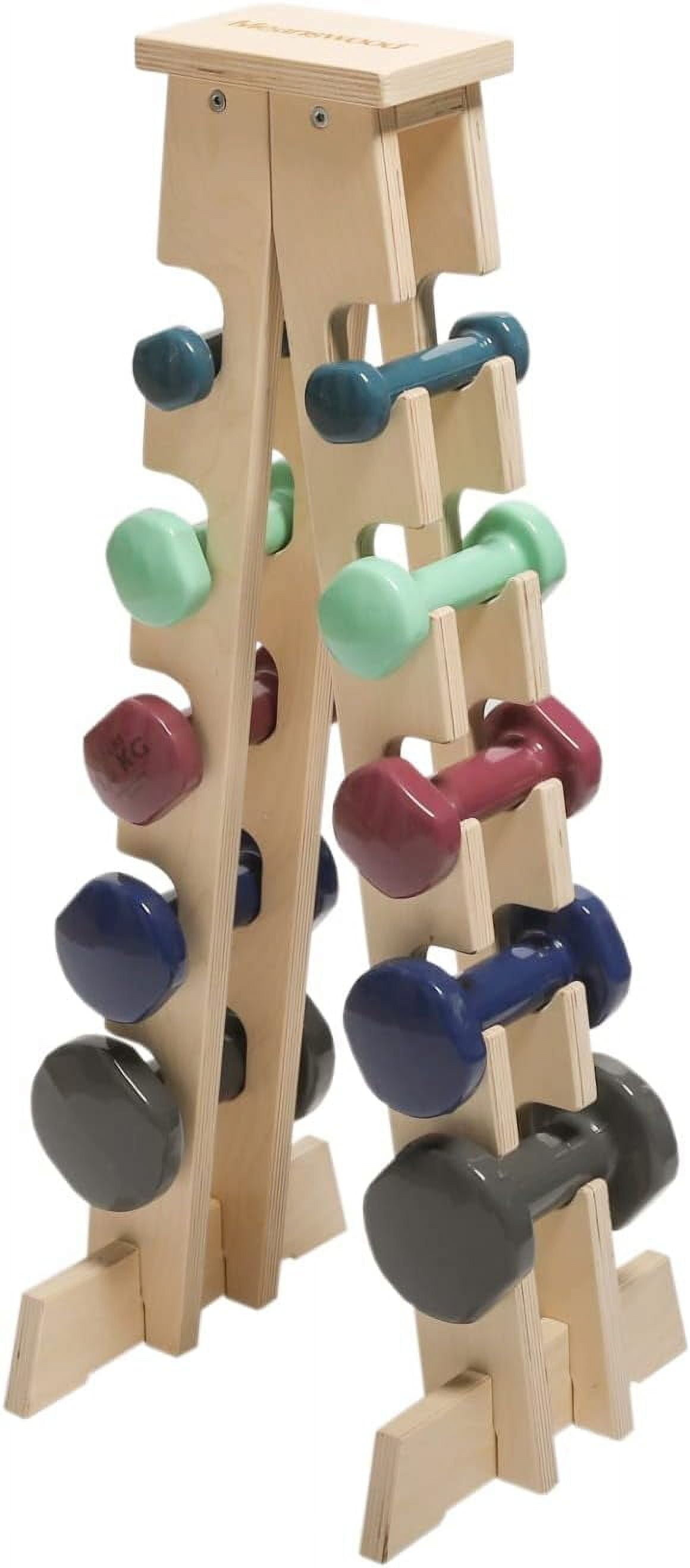 Manurbi Home Gym Wooden Dumbbell Rack (90 kg-10 Weights)