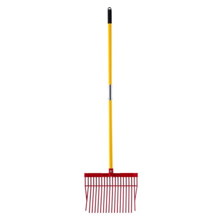 Manure Fork with 18 Angled Tines and 61 Inch Fiberglass Handle, Heavy Duty Horse Manure Rake Muck Fork for Hay Mulch Leaves Pine Needles Grass Cleaning Stable Barn Garden and Farm Work