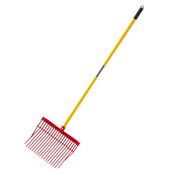 Manure Fork 18 Tines 61 Inch, Horse Manure Rake with Long Fiberglass Handle, Durable Plastic Muck Fork for Stable Garden Farm