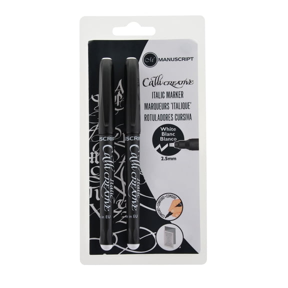 Manuscript Callicreative Italic Calligraphy Marker Set, 2-Markers, White