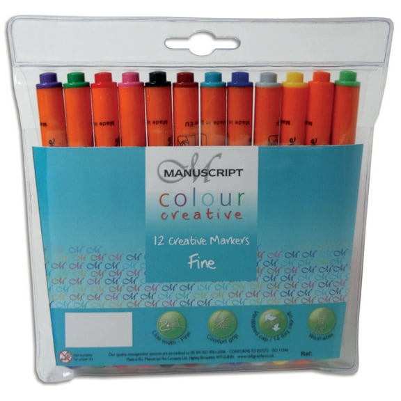 Manuscript Colour Creative Markers Fine Tip 12/Pkg