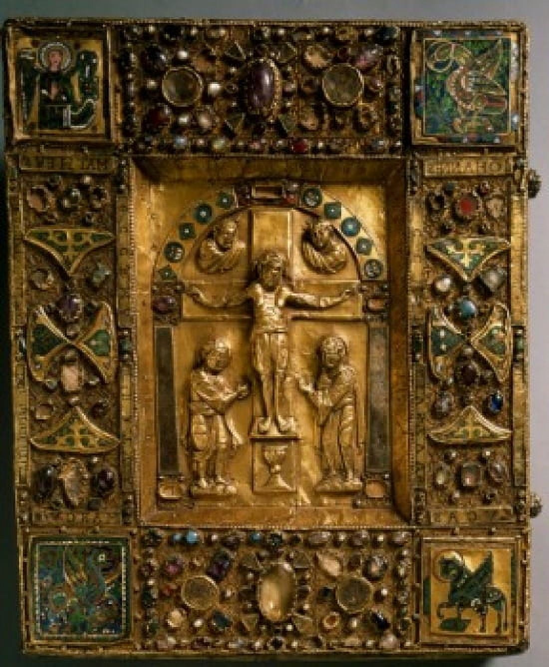 Manuscript Cover with Crucifixion and Evangelist Symbols by unknown artist Canvas Art - (18 x 24)