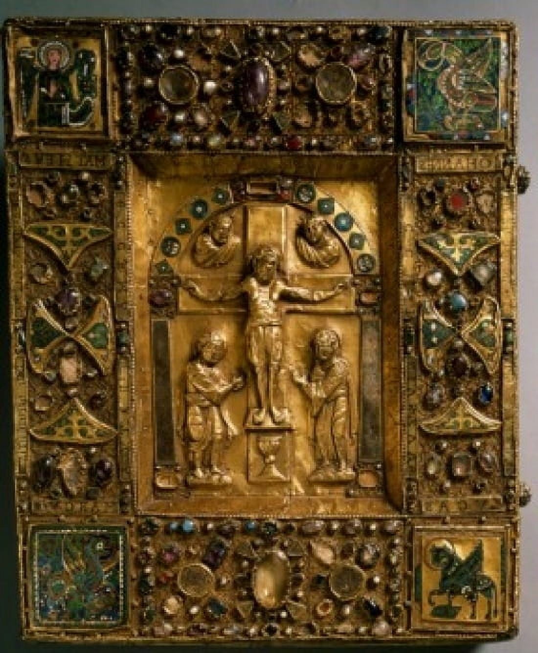 Manuscript Cover with Crucifixion and Evangelist Symbols by unknown artist Canvas Art - (24 x 36)