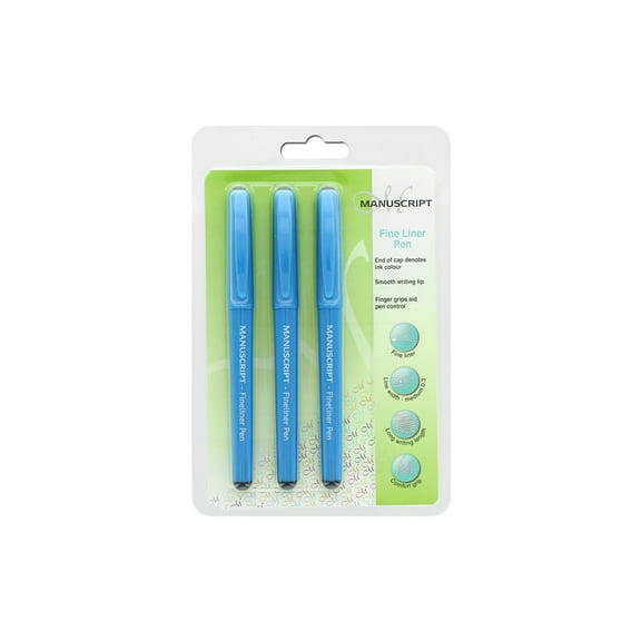 Manuscript Fineliners Triple Pk Black