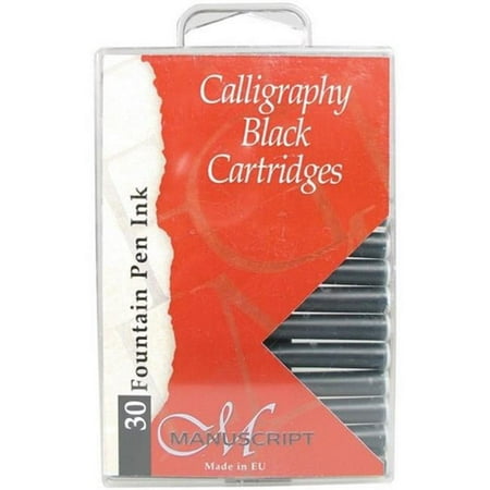 Manuscript MC0401CB Fountain Pen Ink Cartridges, Black - Pack of 2